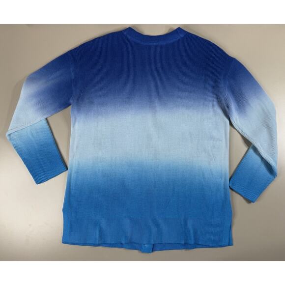 Talbots Womens Ombre Cardigan Sweater Large Blue Vneck Classic Preppy Spring - Picture 8 of 9
